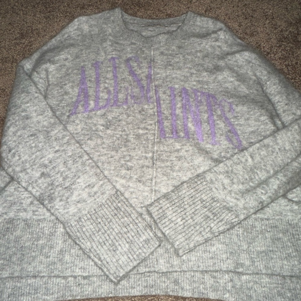 AllSaints Wool logo oversized sweater small